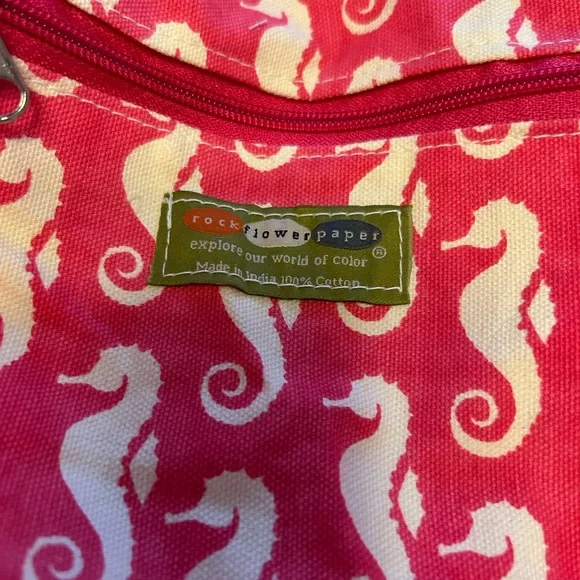 Seahorse Print Tote Bag in Red and Cream - Picture 7 of 7